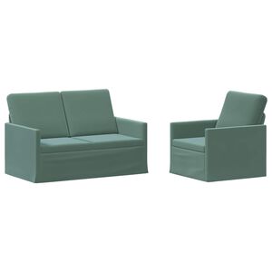 vidaXL Sofos komplektas 2 pcs Jūrinė žalia Aksomas