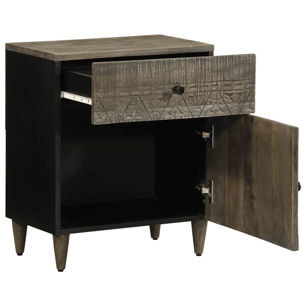 vidaXL naktinė spintelė &scaron;viesiai pilka 50x33x60 cm medžio masyvo mango