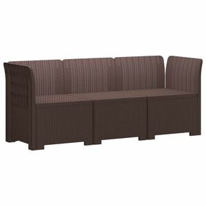 vidaXL 3-Vietis Sodo Sofa Ratanų I&scaron;vaizda PP Ruda