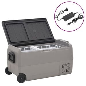 vidaXL &Scaron;altdėžė su ratukais ir adapteriu, juoda ir pilka, 36l, PP/PE