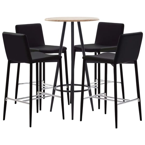 vidaXL Baro baldų komplektas, 5 dalių, rudos spalvos, dirbtinė oda