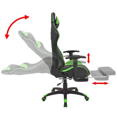 vidaXL Atlošiama biuro/žaidimų kėdė su atrama kojoms, žalia