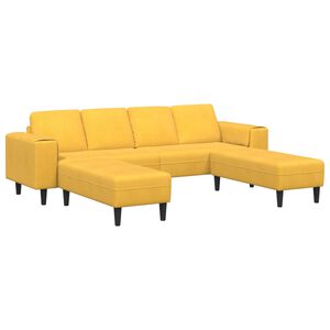 vidaXL Sofa &Scaron;viesi geltona 250 x 188 x 76 cm Kordūrinis audinys