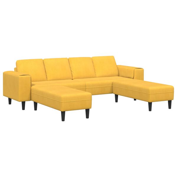 vidaXL Sofa &Scaron;viesi geltona 250 x 188 x 76 cm Kordūrinis audinys
