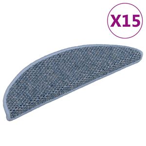 vidaXL Lipnūs laiptų kilimėliai, 15vnt., mėlynos spalvos, 56x17x3cm