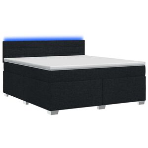 vidaXL Lova su čiužiniu ir LED ap&scaron;vietimu Juoda 140 x 190 cm Audinys