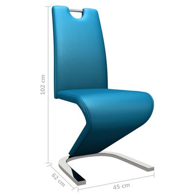 vidaXL Valgomojo kėdės, 2 vnt., mėlynos, dirbtinė oda, zigzago formos
