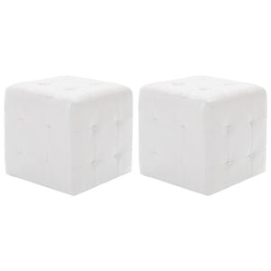 vidaXL Pufai, 2vnt., baltos sp., 30x30x30cm, dirbtinė oda