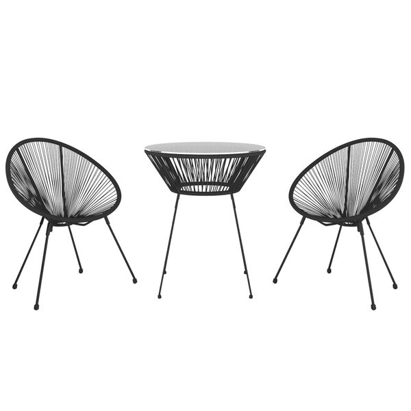 vidaXL Sodo valgomojo baldų komplektas, 3 dalių, juodos spalvos