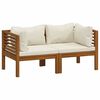 vidaXL Dvivietė sodo sofa su kreminėmis pagalvėlėmis, akacijos masyvas