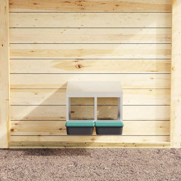 vidaXL Vi&scaron;čių lizdas, 2 skyriai, montuojamas prie sienos, cinkuotas plienas