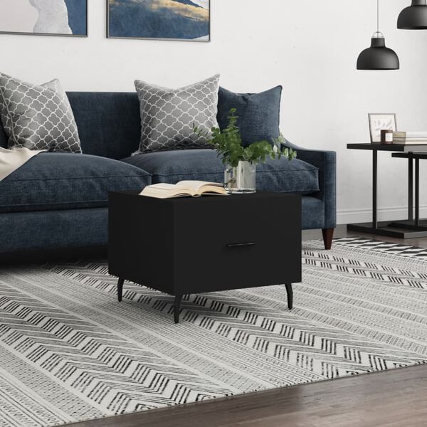 vidaXL Kavos staliukas, juodas, 50x50x40cm, apdirbta mediena