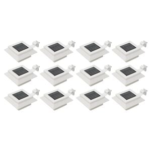 vidaXL Saul. en. įkr. LED lauko &scaron;vies., 12vnt., balt. sp., 12cm, kvad.