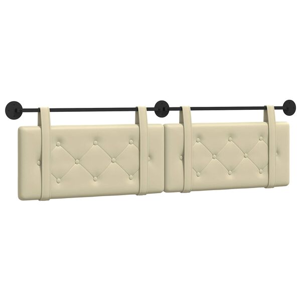 vidaXL Kabantysis galvūgalis Kreminė 190 x 55 x 5 cm Dirbtinė oda