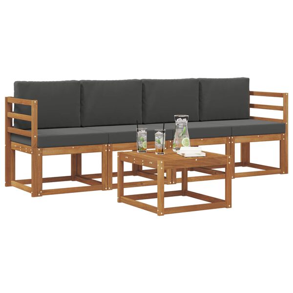 vidaXL Lauko sofos komplektas su pagalve 5 pcs Natūralus ir antracitas