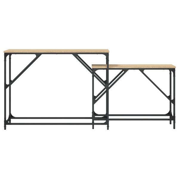 vidaXL Sustumiami konsoliniai staliukai, 2vnt., sonoma ąžuolo, mediena