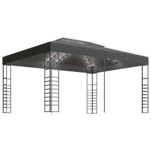 vidaXL Pavėsinė su lemputėmis LED, antracito, 3x4m