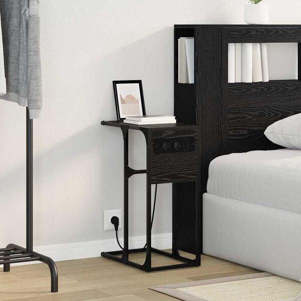 vidaXL &Scaron;alia lovos spintelė Juodas ąžuolas 41,5 x 26 x 60,5 cm