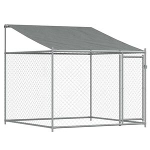vidaXL Narvas &scaron;unims su stogu ir durimis, pilkas, 2x2x2m, plienas