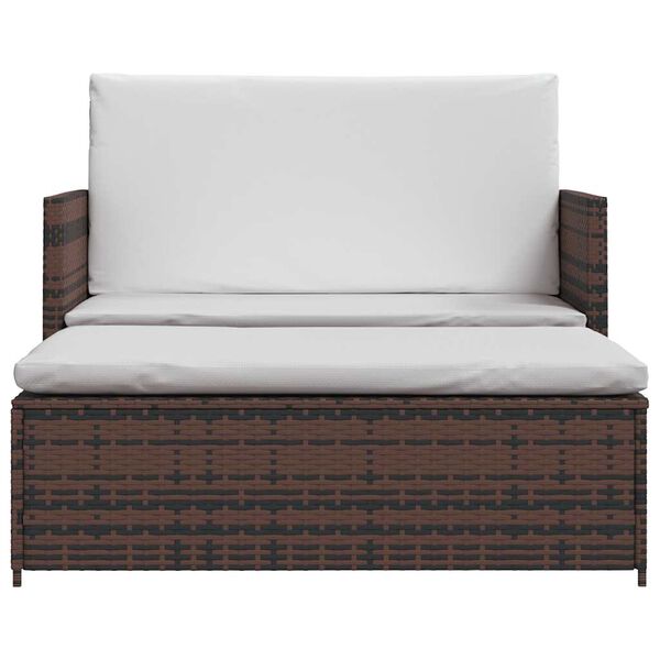 vidaXL Sodo sofa, ruda, poliratanas