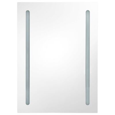 vidaXL Veidrodinė vonios spintelė su LED, balta ir ąžuolo, 50x13x70cm