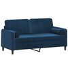 vidaXL Dvivietė sofa su pagalvėmis, mėlynos spalvos, 140cm, aksomas