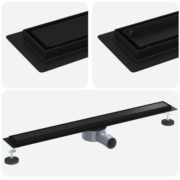 vidaXL Du&scaron;o nuotekų 2-in-1 su 360&deg; sifonu Juoda 80 cm