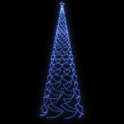 vidaXL Kalėdų eglutė su metaliniu stulpu, 5m, 1400 mėlynų LED lempučių