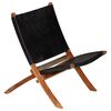 vidaXL Sulankstoma poilsio kėdė, juoda, tikra oda