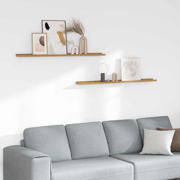 vidaXL Sieninė lentyna 2 pcs Smėlio 115 x 9 x 3 cm Apdirbta mediena