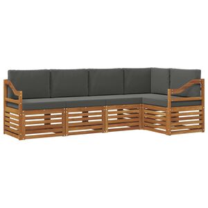 vidaXL Sekcijos sofų komplektas 5 pcs Natūralus ir antracitas