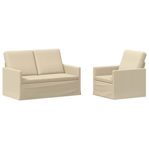 vidaXL Sofos komplektas 2 pcs Kreminė Audinys