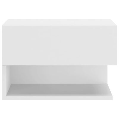 vidaXL Prie sienos montuojama naktinė spintelė, baltos spalvos, blizgi