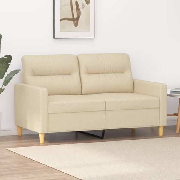 vidaXL Dvivietė sofa, kreminės spalvos, 120cm, audinys