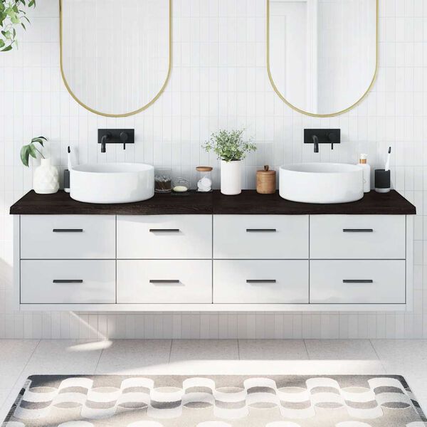 vidaXL Vonios stalviršis, tamsiai rudas, 200x50x(2-4) cm, mediena