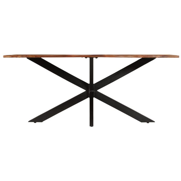 vidaXL Valgomojo stalas, 180x90x76cm, rausv. dalb. med. masyvas