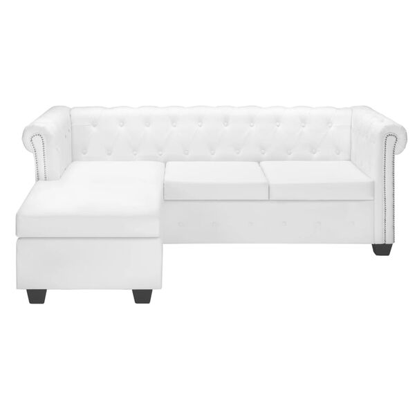 vidaXL L formos Česterfildo sofa, dirbtinė oda, balta