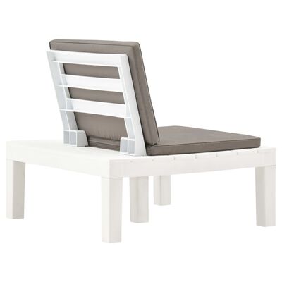 vidaXL Sodo poilsio kėdė su pagalvėle, baltos spalvos, plastikas