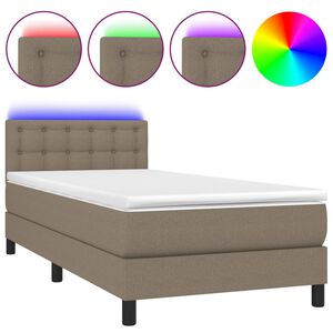 vidaXL Lova su spyruoklėmis/čiužiniu/LED, taupe, 80x200cm, audinys