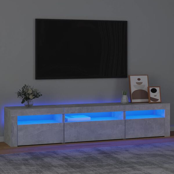 vidaXL TV spintelė su LED apšvietimu, betono pilka, 195x35x40cm