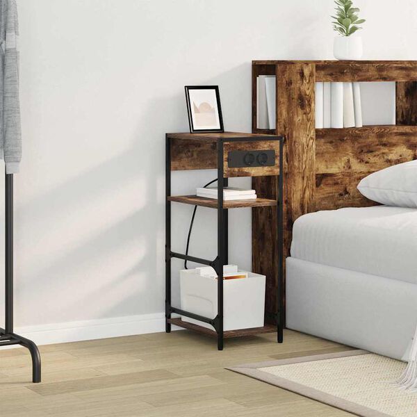 vidaXL &Scaron;alia lovos spintelė Rūkyta ąžuolas 40 x 27 x 76 cm