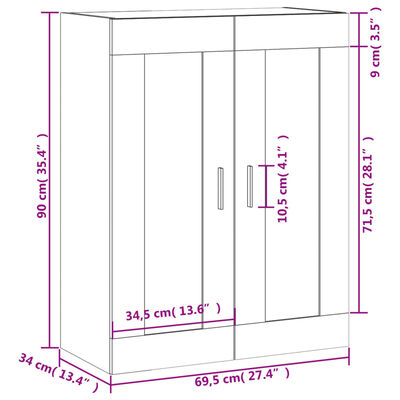 vidaXL Prie sienos montuojama spintelė, ruda, 69,5x34x90cm, mediena