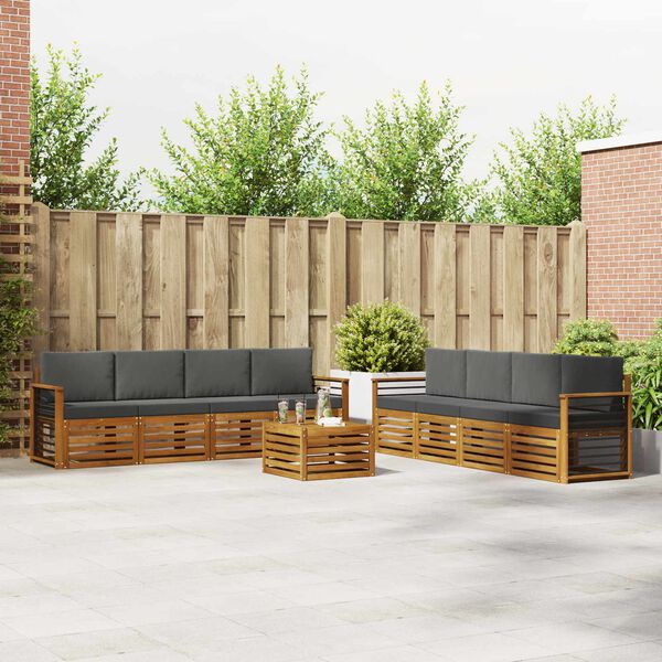 vidaXL Sofų komplektai su pagalve 9 pcs Natūralus ir antracitas