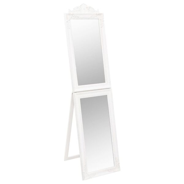 vidaXL Laisvai pastatomas veidrodis, baltos spalvos, 50x200cm
