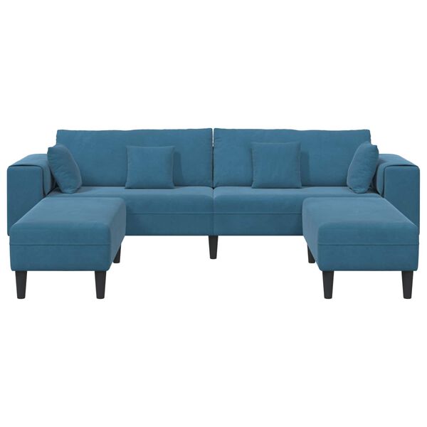 vidaXL Sofa 3 pcs Mėlyna 250 x 188 x 76 cm Aksomas