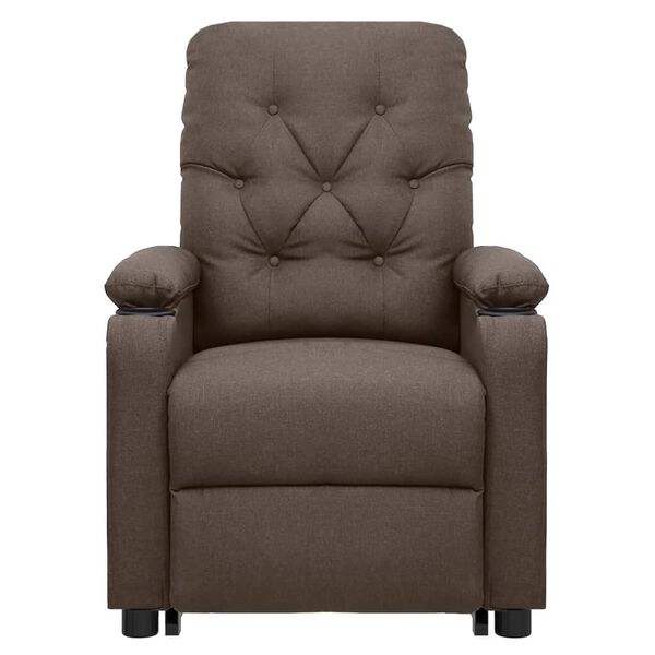 vidaXL Atsistojantis masažinis krėslas, rudos spalvos, audinys