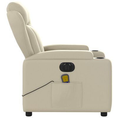 vidaXL Elektrinis atlošiamas masažinis krėslas, kreminis, dirbtinė oda