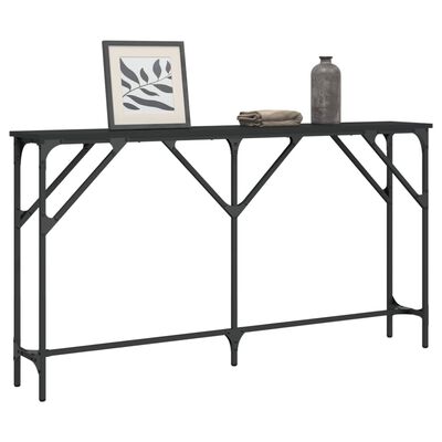 vidaXL Konsolinis staliukas, juodas, 140x23x75cm, apdirbta mediena