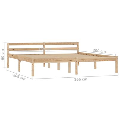vidaXL Lovos rėmas, 160x200 cm, pušies medienos masyvas
