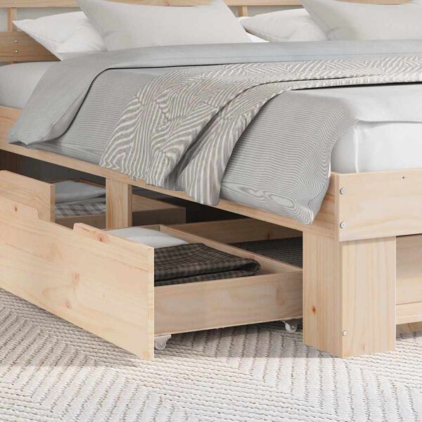 vidaXL Lovos rėmas su stalčių Ruda 200 x 200 cm Kietos pu&scaron;ies mediena